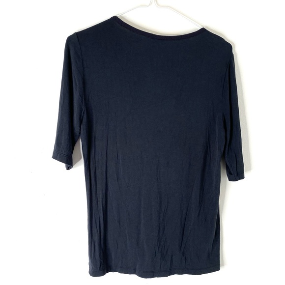 Magaschoni Black V-Neck Cropped Sleeve Top - Picture 4 of 6